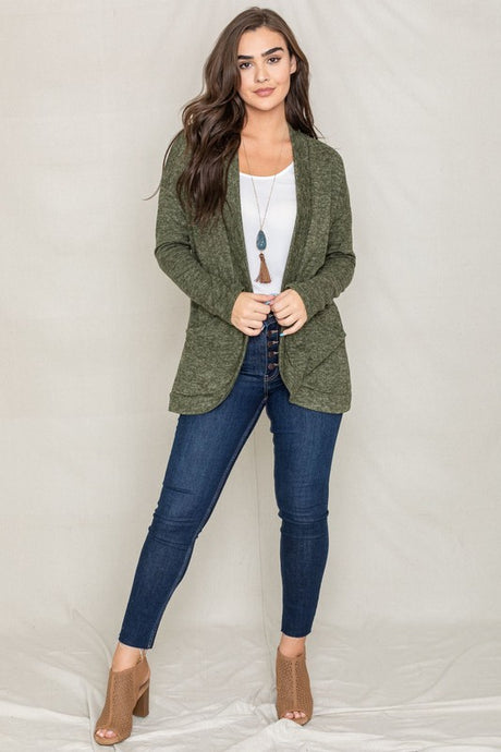 Olive Solid Drape Pocket Cardigan king-general-store-5710.myshopify.com