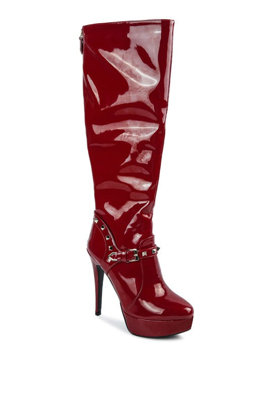 Patent Stiletto Heeled Mid Calf Boots king-general-store-5710.myshopify.com