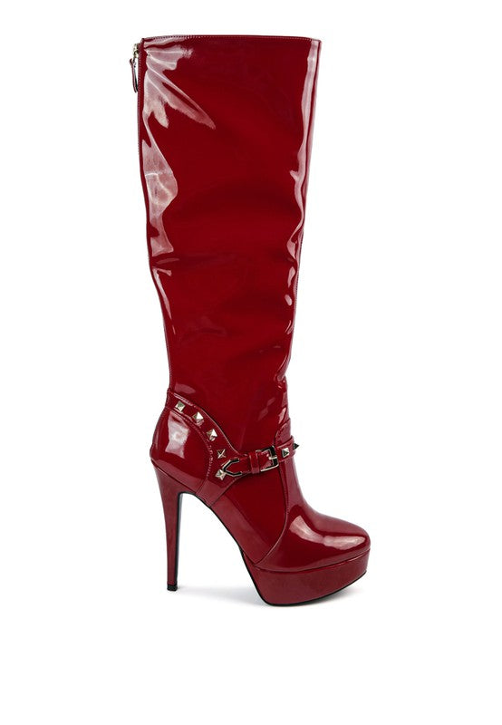 Patent Stiletto Heeled Mid Calf Boots king-general-store-5710.myshopify.com