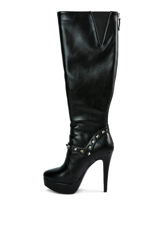 Patent Stiletto Heeled Mid Calf Boots king-general-store-5710.myshopify.com