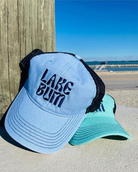 New Logo Curvy Lake Bum Embroidered Trucker Hat king-general-store-5710.myshopify.com