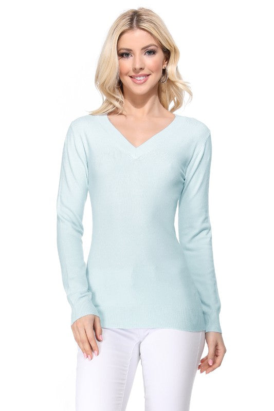 Women's Long Sleeve V-Neck Pulll Over Sweater Top king-general-store-5710.myshopify.com