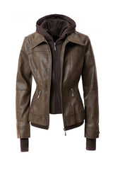 Women's Hood PU Leather Jacket king-general-store-5710.myshopify.com