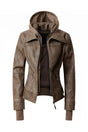 Women's Hood PU Leather Jacket king-general-store-5710.myshopify.com