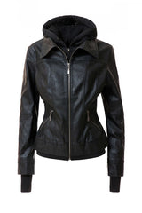 Women's Hood PU Leather Jacket king-general-store-5710.myshopify.com