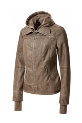 Women's Hood PU Leather Jacket king-general-store-5710.myshopify.com