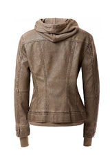 Women's Hood PU Leather Jacket king-general-store-5710.myshopify.com