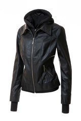 Women's Hood PU Leather Jacket king-general-store-5710.myshopify.com