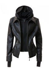 Women's Hood PU Leather Jacket king-general-store-5710.myshopify.com