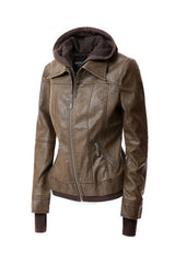 Women's Hood PU Leather Jacket king-general-store-5710.myshopify.com