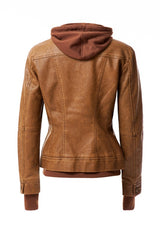 Women's Hood PU Leather Jacket king-general-store-5710.myshopify.com