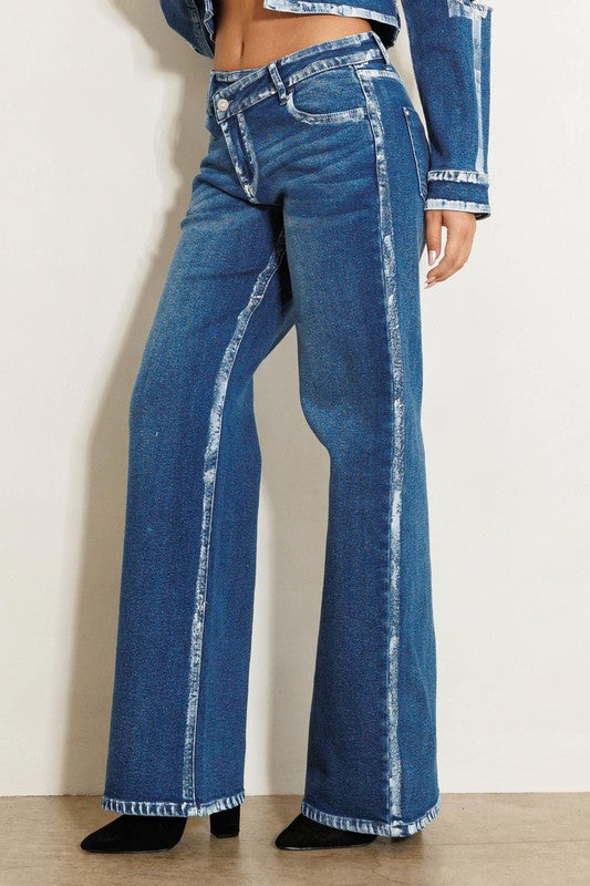 Crossed Low Rise Hand Blush Painting Wide Jeans king-general-store-5710.myshopify.com