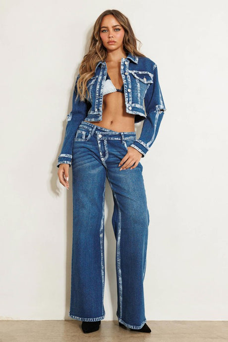 Crossed Low Rise Hand Blush Painting Wide Jeans king-general-store-5710.myshopify.com