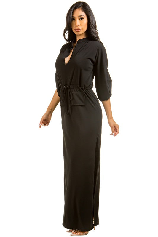 Black Side Slit Maxi Dress king-general-store-5710.myshopify.com