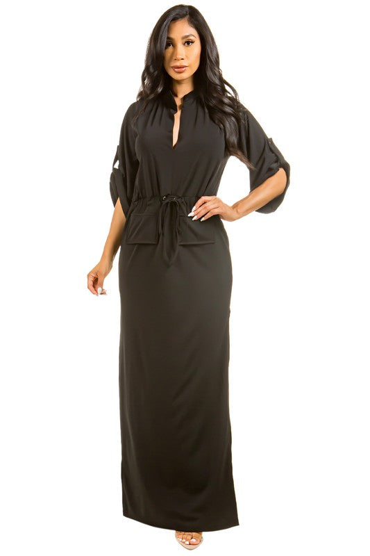 Black Side Slit Maxi Dress king-general-store-5710.myshopify.com