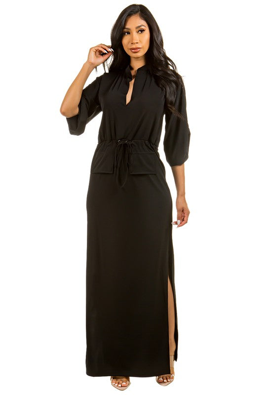 Black Side Slit Maxi Dress king-general-store-5710.myshopify.com