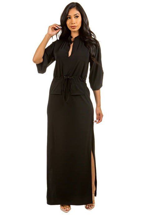 Black Side Slit Maxi Dress king-general-store-5710.myshopify.com