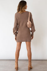 Khaki Sweater Mini Dress king-general-store-5710.myshopify.com