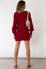 Burgundy Sexy Sweater Mini Dress king-general-store-5710.myshopify.com