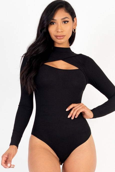 Front Cutout Long Sleeve Bodysuit king-general-store-5710.myshopify.com