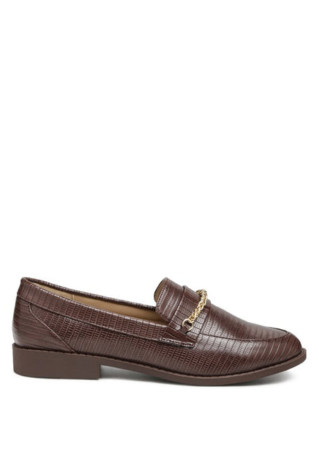 Vouse Low Block Loafers Adorned With Golden Chain