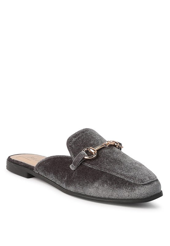 Velvet Buckled Flat Mules king-general-store-5710.myshopify.com