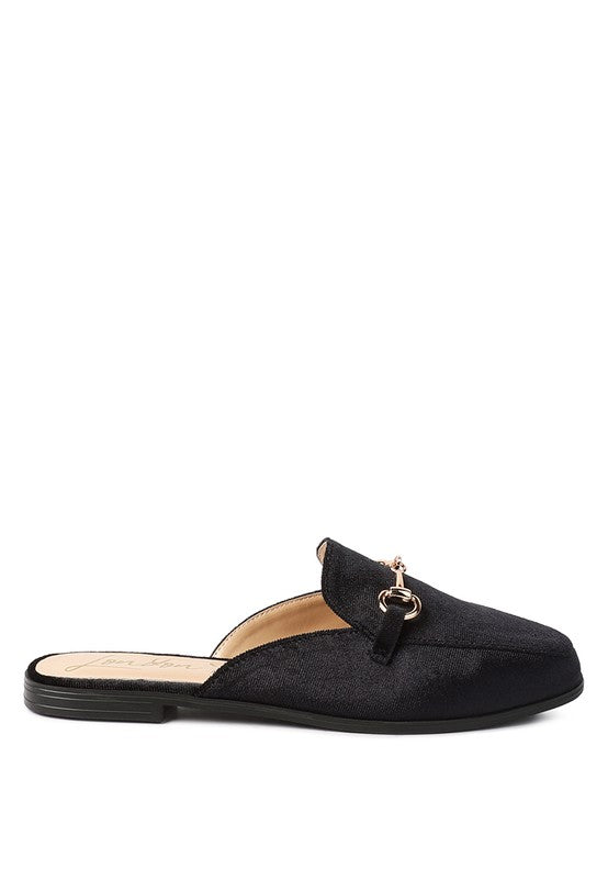 Velvet Buckled Flat Mules king-general-store-5710.myshopify.com