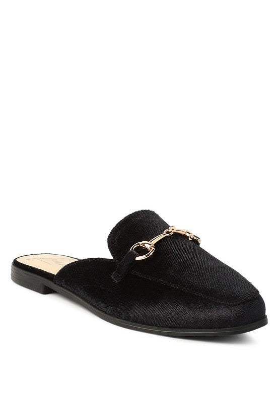 Velvet Buckled Flat Mules king-general-store-5710.myshopify.com