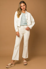 White Frayed Hem Flare Pants king-general-store-5710.myshopify.com