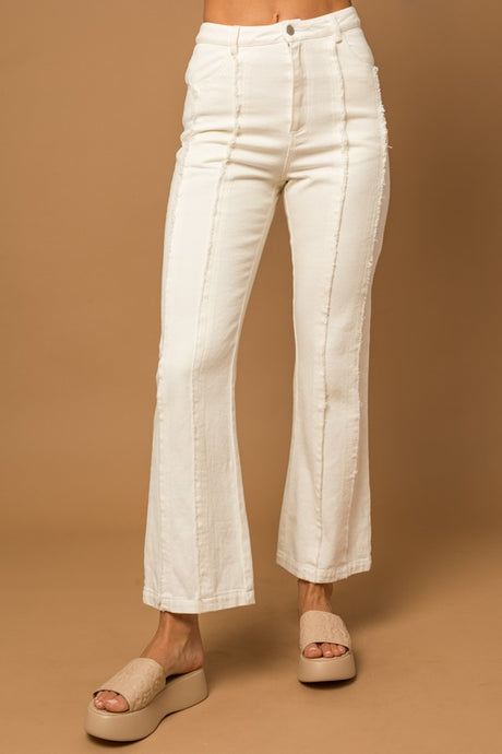 White Frayed Hem Flare Pants king-general-store-5710.myshopify.com