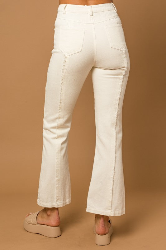 White Frayed Hem Flare Pants king-general-store-5710.myshopify.com