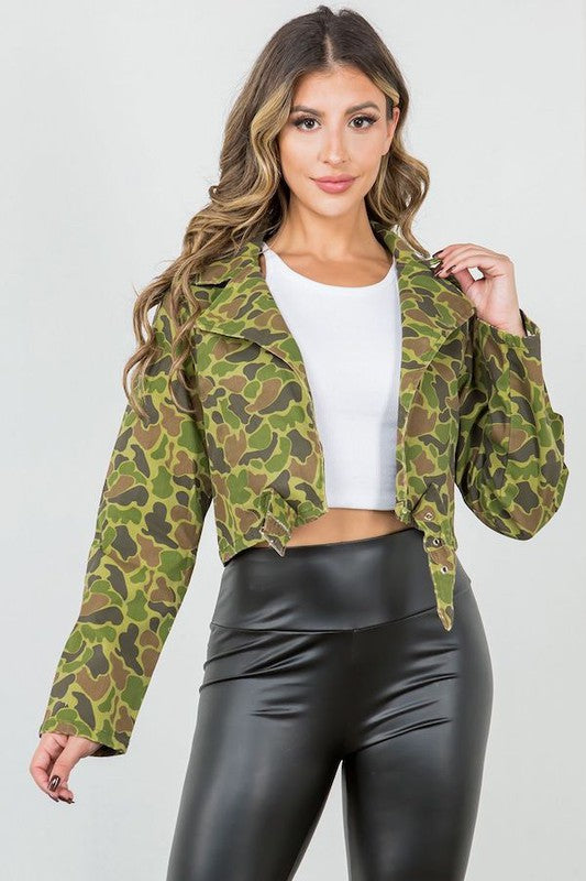 Bubble Camo Denim Jacket in Green