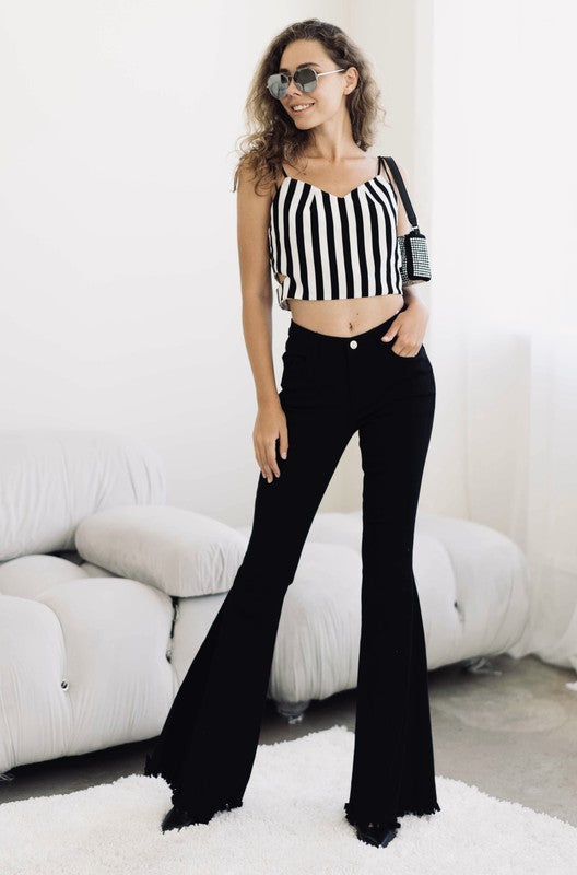 Black High Rise Flare Jeans