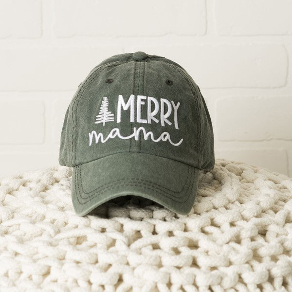 Embroidered Merry Mama Tree Canvas Hat king-general-store-5710.myshopify.com