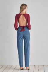 Romantic V-Neck Balloon Sleeve Tie-Back Bodysuit king-general-store-5710.myshopify.com