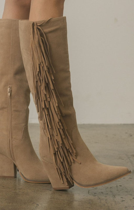 OASIS SOCIETY OUT WEST - Knee-High Fringe Boots king-general-store-5710.myshopify.com