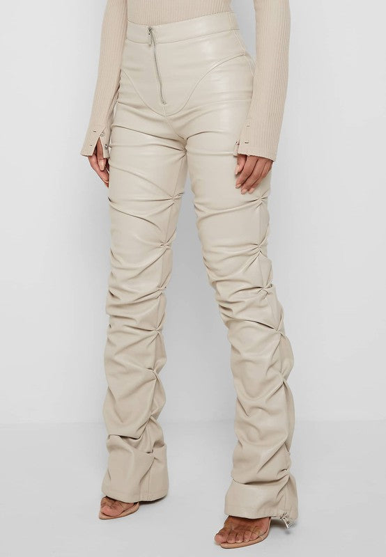 Cream Sexy PU Leather Pants king-general-store-5710.myshopify.com