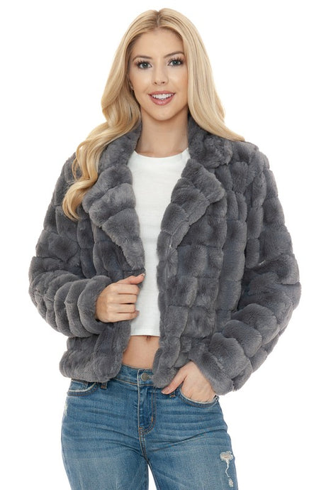 Charcoal Faux Fur Jacket king-general-store-5710.myshopify.com