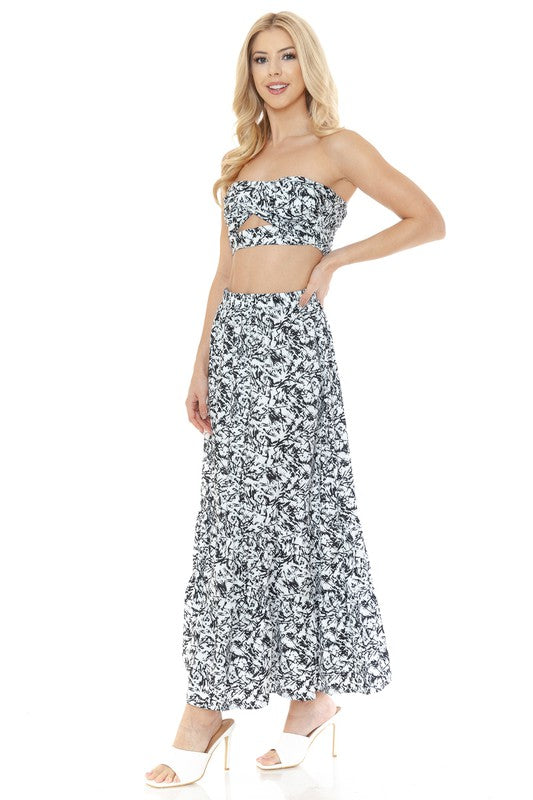 Floral Tube Top & Maxi Skirt Set