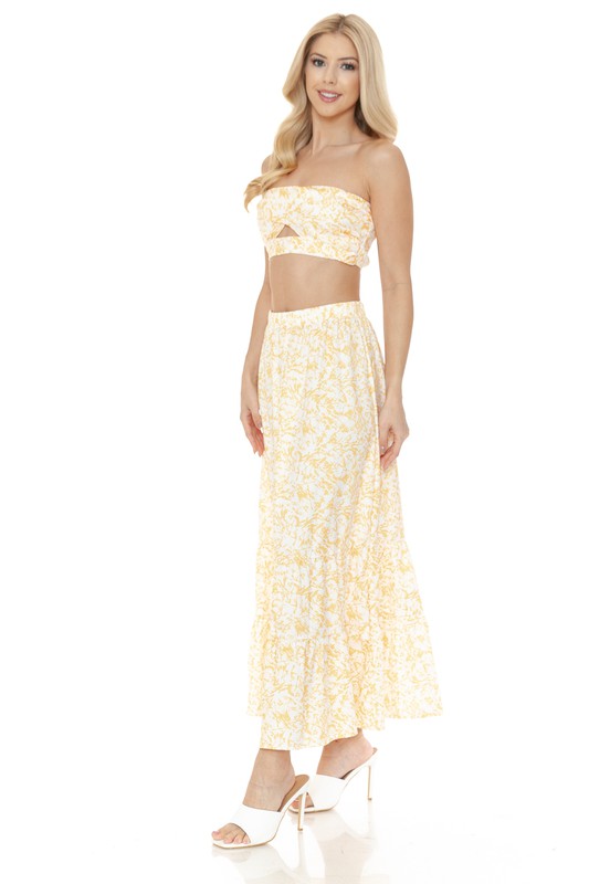 Floral Tube Top & Maxi Skirt Set