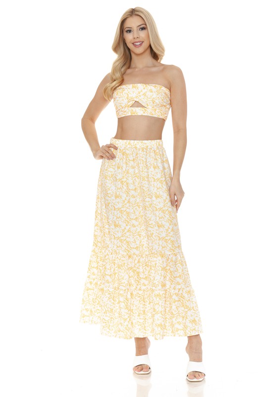 Floral Tube Top & Maxi Skirt Set