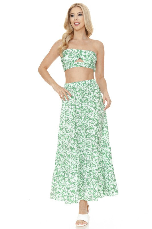 Floral Tube Top & Maxi Skirt Set