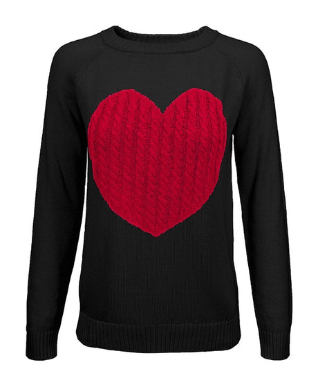 Love Heart Jacquard Round Neck Pullover Sweater king-general-store-5710.myshopify.com