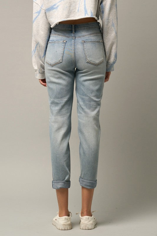 Stretch Premium Girlfriend Medium Wash Denim Jeans