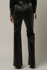 High Rise Flare Shiny PU Fabric Pants