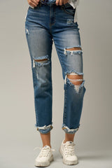 Mid-Rise Boyfriend Medium Wash Jeans