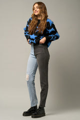 Two Tone Wash Girlfriend Jeans