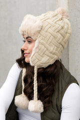 Cable Weave Pom Trapper Hat king-general-store-5710.myshopify.com