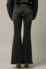 Mid-Rise Wide Elastic Banded Flare Jeans