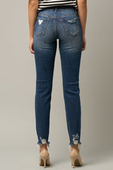 Roll Up Ripped Girlfriend Dark Wash Jeans